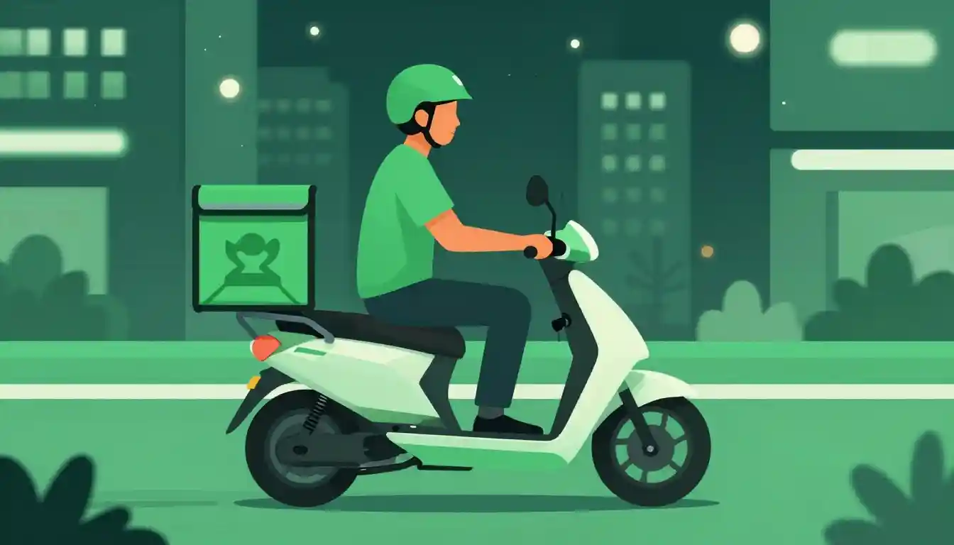 Delivery rider on an electric scooter in India